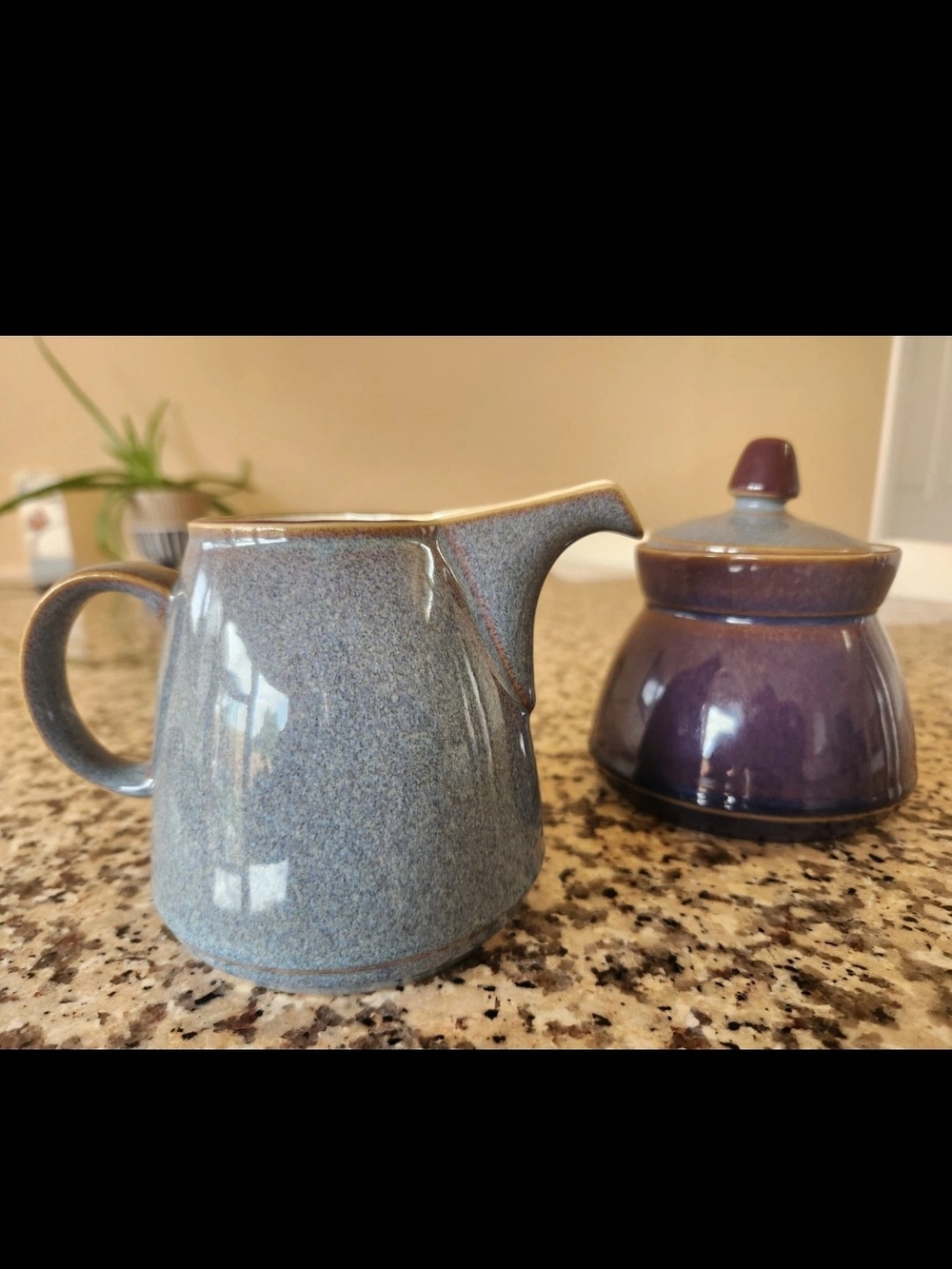 Denby, Storm Creamer and Sugar Set - Blue and Purple